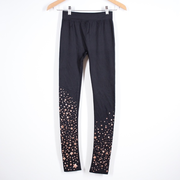 Electric Yoga Pants - Electric Yoga Black and Gold Stars Leggings Size XS